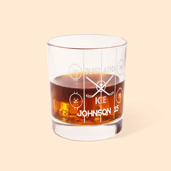 Bicchiere da whisky personalizzato per hockey su ghiaccio con testo inciso Regalo di compleanno per la festa del papà marito
