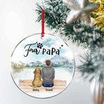 Ornement suspendu rond en acrylique personnalisé Fur Mama ou Papa Cadeau d'anniversaire de Noël pour les amoureux des chiens