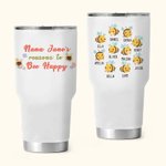 Personalized Happy Bee 30oz Tumbler with 2-10 Names Mother's Day Birthday Gift for Mom Grandma