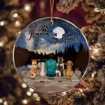 Personalized Forever in My Heart Round Acrylic Hanging Ornament with Night Starry Sky Background Christmas Birthday Gift for Dog Lover