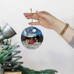 Ornement suspendu rond en acrylique avec fond de ciel étoilé Cadeau d'anniversaire de Noël pour les amoureux des chiens
