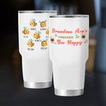 Personalized Happy Bee 30oz Tumbler with 2-10 Names Mother's Day Birthday Gift for Mom Grandma