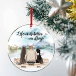 Adorno colgante acrílico redondo personalizado Life is Better with a Dog (La vida es mejor con un perro) Regalo de Navidad y Cumpleaños para un amante