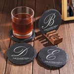 Gepersonaliseerde Initial Leisteen onderzetter met tekst Eettafel Decor Housewarming Gift voor echtpaar Familie