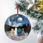 Ornement suspendu rond en acrylique avec fond de ciel étoilé Cadeau d'anniversaire de Noël pour les amoureux des chiens