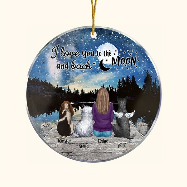 Ornement suspendu rond en acrylique avec fond de ciel étoilé Cadeau d'anniversaire de Noël pour l'amoureux des chiens