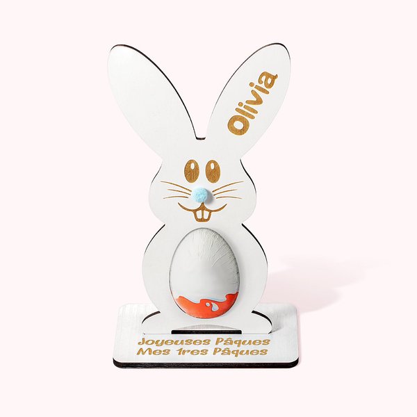 Porte-Oeufs Lapin de Pâques Personnalisé avec Nom Gravé Cadeau de Décoration de Pâques pour Enfant