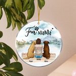 Ornement suspendu rond en acrylique personnalisé Fur Mama ou Papa Cadeau d'anniversaire de Noël pour les amoureux des chiens
