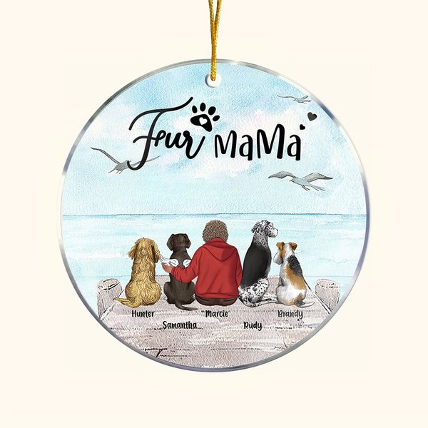 Ornamento da appendere in acrilico rotondo personalizzato con sfondo di gabbiano Regalo di Natale e compleanno per gli amanti dei cani