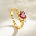 Personalized Heart Birthstone Promise Ring with Zircon and Engraving Text Mother's Day Valentine's Day Wedding Gift for Her