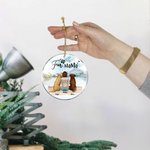 Ornement suspendu rond en acrylique personnalisé Fur Mama ou Papa Cadeau d'anniversaire de Noël pour les amoureux des chiens