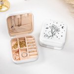 Boîte à Bijoux Personnalisée avec Nom et Fleur de Naissance Cadeau d'Anniversaire et de Mariage pour Femmes et Filles