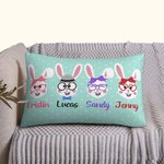 Housse d'Oreiller Personnalisée avec 1-8 Lapins et Noms Décoration sur la Canapé Cadeau pour Famille