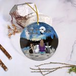 Ornement suspendu rond en acrylique avec fond de ciel étoilé Cadeau d'anniversaire de Noël pour l'amoureux des chiens