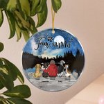 Ornement suspendu rond en acrylique avec fond de ciel étoilé Cadeau d'anniversaire de Noël pour les amoureux des chiens
