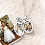 Collana personalizzata con ciondolo apribile con foto, testo e fiore di nascita incisi - Regalo per festa della mamma e compleanno per donne