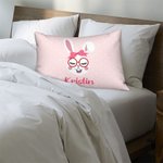 Housse d'Oreiller Personnalisée avec 1-8 Lapins et Noms Décoration sur la Canapé Cadeau pour Famille