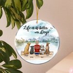 Adorno colgante acrílico redondo personalizado Life is Better with a Dog (La vida es mejor con un perro) Regalo de Navidad y Cumpleaños para un amante
