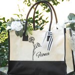 Gepersonaliseerde lijn geboorte bloem grote capaciteit strand canvas tas met waterdichte voering bruidsfeestje zomer cadeau voor meisjes vrouwen