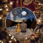 Ornement suspendu rond en acrylique avec fond de ciel étoilé Cadeau d'anniversaire de Noël pour les amoureux des chiens