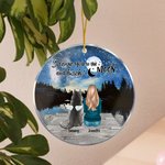 Ornement suspendu rond en acrylique avec fond de ciel étoilé Cadeau d'anniversaire de Noël pour l'amoureux des chiens
