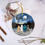 Ornement suspendu rond en acrylique avec fond de ciel étoilé Cadeau d'anniversaire de Noël pour les amoureux des chiens