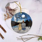 Ornement suspendu rond en acrylique avec fond de ciel étoilé Cadeau d'anniversaire de Noël pour les amoureux des chiens