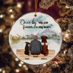 Personalized Once by My Side Forever in My Heart Round Acrylic Hanging Ornament Christmas Birthday Gift for Dog Lover