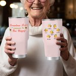 Personalized Happy Bee 30oz Tumbler with 2-10 Names Mother's Day Birthday Gift for Mom Grandma