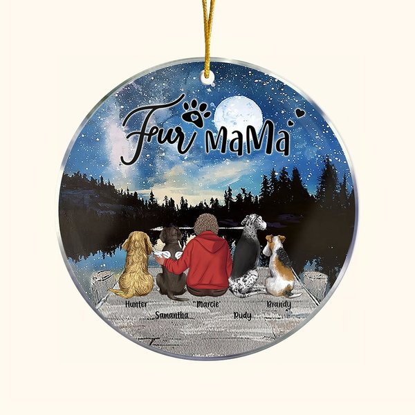 Ornement suspendu rond en acrylique avec fond de ciel étoilé Cadeau d'anniversaire de Noël pour les amoureux des chiens
