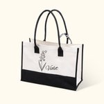 Gepersonaliseerde lijn geboorte bloem grote capaciteit strand canvas tas met waterdichte voering bruidsfeestje zomer cadeau voor meisjes vrouwen