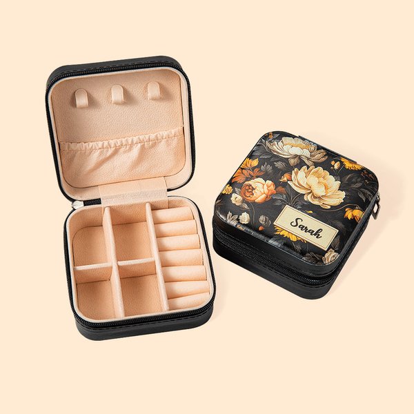 Portagioie portatile personalizzato in pelle PU con nome, compleanno, anniversario, regalo per la festa della mamma.