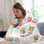 Couverture Polaire Personnalisée avec 2-15 Noms Thème Abeilles Heureuses Cadeau Fête des Mères pour Maman Grand-Mère