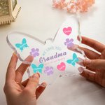 Personalised We Love You with All Our Hearts Butterfly Acrylic Plaque with Engraved Name and Text Mother's Day Birthday Gift for Grandma Mom