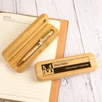 Coffret de Stylos à Bille Personnalisé avec Initiale et Texte Gravés Boîte en Bois Cadeau Anniversaire pour Patron Collègue