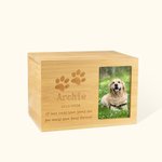 Urne de Crémation en Bois Personnalisée avec Photo et Texte Gravé Cadeau de Sympathie pour Propriétaires d'Animaux Domestiques