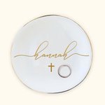Personalized Cross Ceramic Jewellery Ring Dish with Name Birthday Baptism Gift for Girl