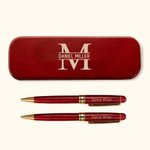 Set di penne a sfera in legno personalizzate con monogramma inciso Compleanno Laurea Regalo per l'ufficio per insegnante medico studente