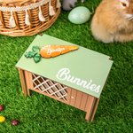 Cage de Lapin Personnalisée avec Nom Caisse en Bois à Motif de Carotte Cadeau Anniversaire Pâques pour Enfant