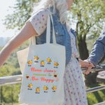 Personalised Bee Happy Canvas Tote Bag with 2-15 Names Mother's Day Birthday Gift for Her
