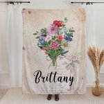Personalisierte Geburt Blumen Blumenstrauß Decke mit Namen Home Dekoration Geburtstag Muttertag Geschenk für Familie Freund