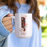 Tasse à café en céramique avec nom, Alphabet, Lettre, Anniversaire, Fête des mères, Professeur, Amoureux des livres, Bibliothécaire.