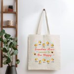 Personalised Bee Happy Canvas Tote Bag with 2-15 Names Mother's Day Birthday Gift for Her