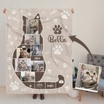 Gepersonaliseerd Schattige Katten Fotocollage Deken met Naam Verjaardag Jubileumcadeau voor Kattenliefhebber