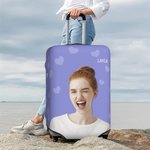 Personalised Multicolour Character Photo Luggage Cover with Name Fits 18-32 Inches Suitcase Birthday Travel Accessories Gift for Travel Lover