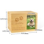 Wooden Pet Paw Print Urn Ash Box Photo Engraved Text Memorial Gift for Pet Owners Lovers