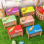 Cage de Lapin Personnalisée avec Nom Caisse en Bois à Motif de Carotte Cadeau Anniversaire Pâques pour Enfant