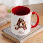 Tasse à café en céramique avec nom, Alphabet, Lettre, Anniversaire, Fête des mères, Professeur, Amoureux des livres, Bibliothécaire.