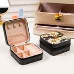 Gepersonaliseerde draagbare Geboorte Bloem PU lederen sieraden doos met naam Verjaardag Verjaardag Moederdag cadeau voor haar