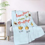 Couverture Polaire Personnalisée avec 2-15 Noms Thème Abeilles Heureuses Cadeau Fête des Mères pour Maman Grand-Mère